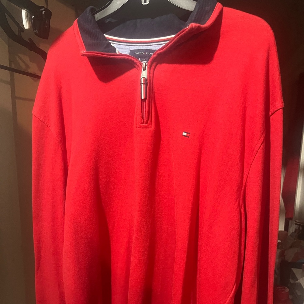 Tommy Hilfiger red quarter zip jumper